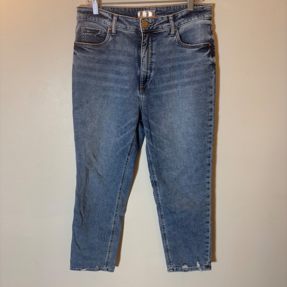 KUT from the Kloth Naomi Fab Ab Crop Straight Leg Jeans‎ Size 10 Blue